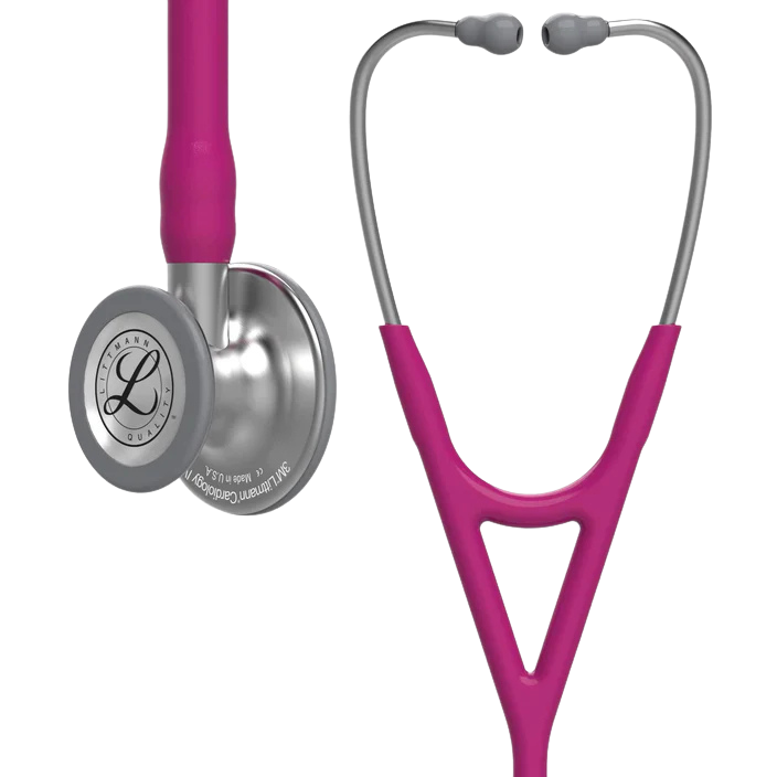 3M™ Littmann® Cardiology IV™ Stethoscope, 6158, Standard-Finish Chestpiece, Raspberry Tube, Stainless Stem