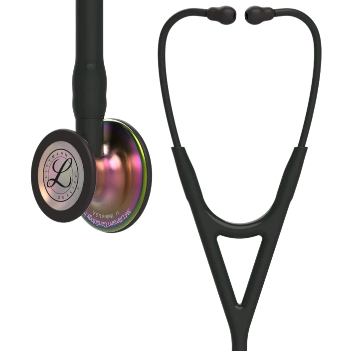 3M™ Littmann® Cardiology IV™ Stethoscope, 6165, Rainbow-Finish Chestpiece, Black Tube, Black Stem