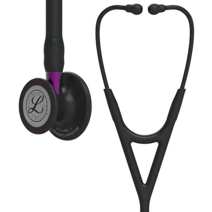 3M™ Littmann® Cardiology IV™ Stethoscope, 6203, Black-Finish Chestpiece, Black Tube, Violet Stem