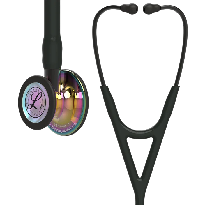 3M™ Littmann® Cardiology IV™ Stethoscope, High Polish Rainbow Chestpiece, Black Tube, Smoke Stem and Headset, 6240