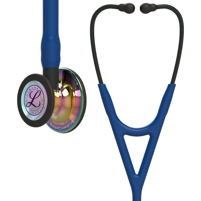 3M™ Littmann® Cardiology IV™ Stethoscope, High Polish Rainbow Chestpiece, Navy Tube, Black Stem and Headset, 6242