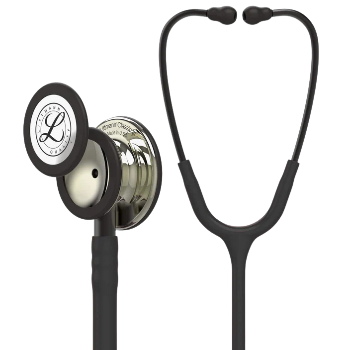 3M™ Littmann® Classic III™ Stethoscope, 5861, Champagne-Finish Chestpiece, Black Tube, Smoke Stem