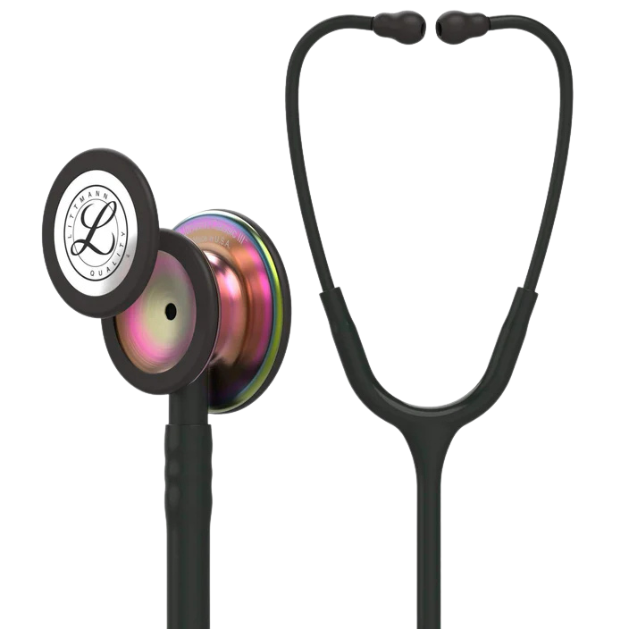 3M™ Littmann® Classic III™ Stethoscope, 5870, Rainbow-Finish Chestpiece, Black Tube, Black Stem
