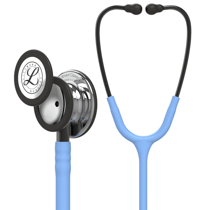 3M™ Littmann® Classic III™ Stethoscope, Mirror Finish Chestpiece, Ceil Blue Tube, Smoke Stem and Headset, 5959