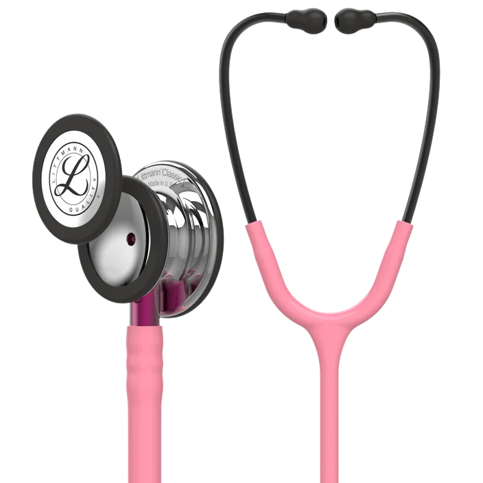 3M™ Littmann® Classic III™ Stethoscope, 5962, Mirror Finish Chestpiece, Pearl Pink Tube, Pink Stem and Smoke Headset