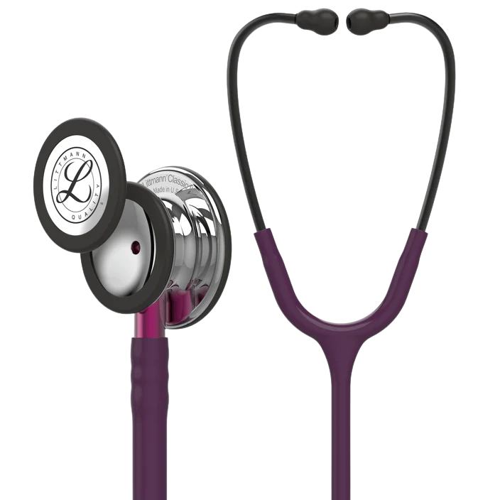 3M™ Littmann® Classic III™ Stethoscope, Mirror Finish Chestpiece,Plum Tube, Pink Stem and Smoke Headset, 5960