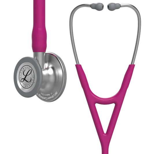 3M™ Littmann® Cardiology IV™ Stethoscope, 6158, Standard-Finish Chestpiece, Raspberry Tube, Stainless Stem