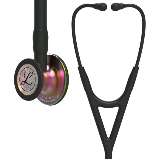 3M™ Littmann® Cardiology IV™ Stethoscope, 6165, Rainbow-Finish Chestpiece, Black Tube, Black Stem