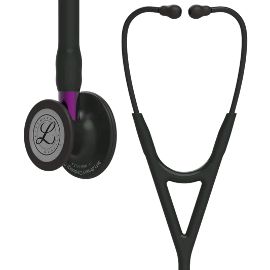 3M™ Littmann® Cardiology IV™ Stethoscope, 6203, Black-Finish Chestpiece, Black Tube, Violet Stem