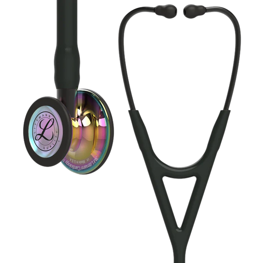 3M™ Littmann® Cardiology IV™ Stethoscope, High Polish Rainbow Chestpiece, Black Tube, Smoke Stem and Headset, 6240