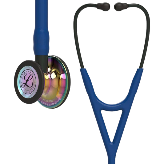3M™ Littmann® Cardiology IV™ Stethoscope, High Polish Rainbow Chestpiece, Navy Tube, Black Stem and Headset, 6242