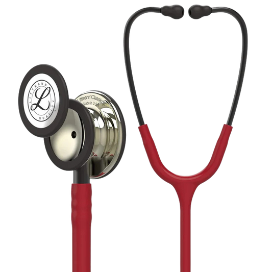 3M™ Littmann® Classic III™ Stethoscope, 5864, Champagne-Finish Chestpiece, Burgundy Tube, Smoke Stem