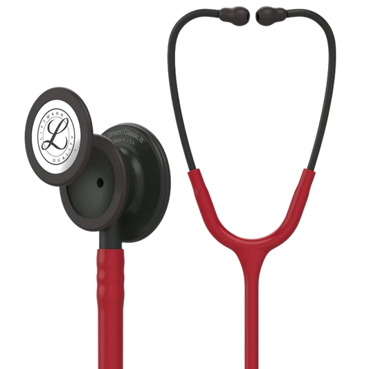3M™ Littmann® Classic III™ Stethoscope, 5868, Black-Finish Chestpiece and Stem, Burgundy Tube