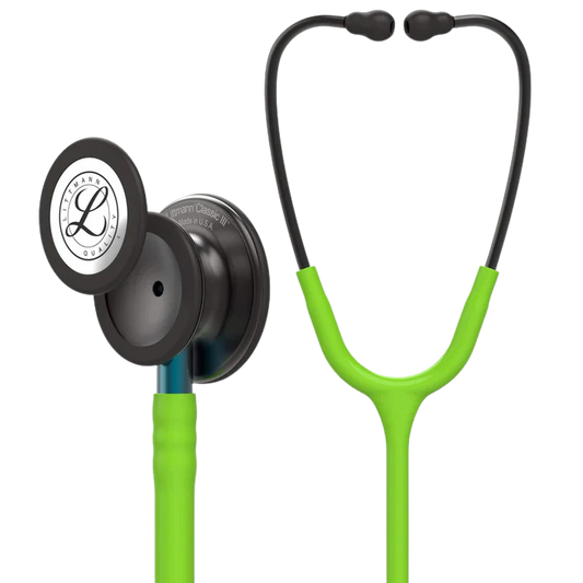 3M™ Littmann® Classic III™ Stethoscope, Smoke Chestpiece, Lime Green Tube, Blue Stem and Smoke Headset, 27 inch, 5875